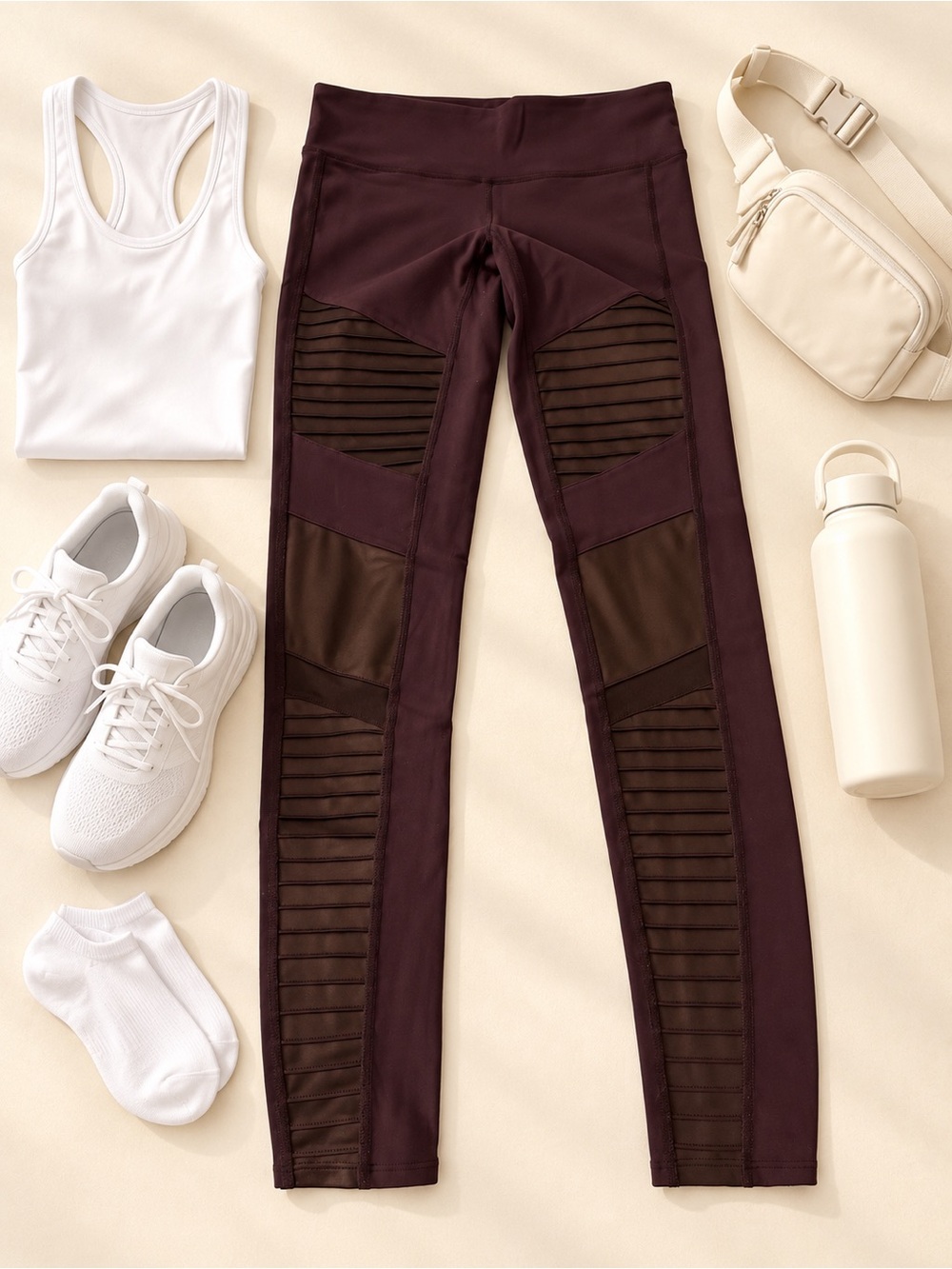 Alo Women’s High-Waist Mesh Panel Workout Leggings - Brown
